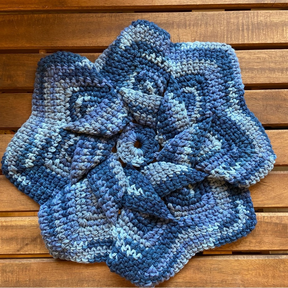 Handcrafted Blue Crochet Flower Accent